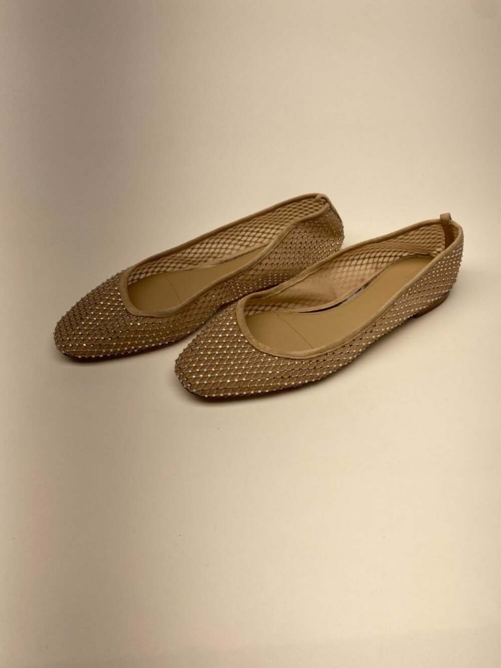 PAIGE Womens Embellished Janine Rhinestone Beige Ballet Flats Sz 10.5